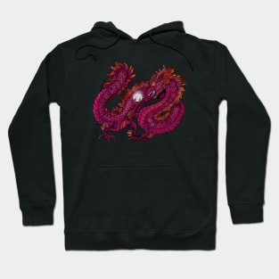 Red Oriental Pearl Dragon Hoodie